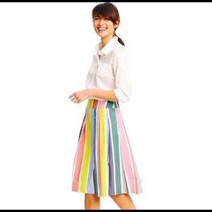 Boden | Cara Rainbow Stripe Full Knee Length Skirt Size 12R